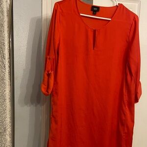 Mossimo Supply Co. Bright Orange Keyhole Roll-Tab Shift Dress